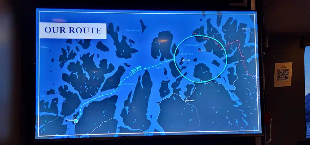Map showing cruise route through northern waters